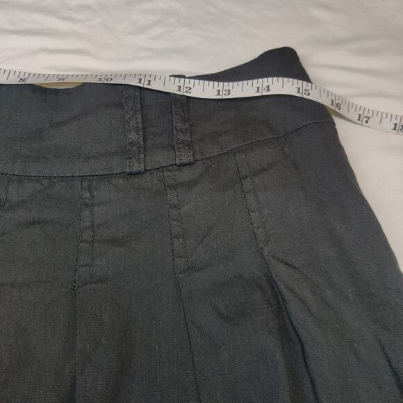 Vintage Cache Pleated Linen Blend Black Full Mini Skirt Small Minimalist 90s Y2K - Picture 10 of 11